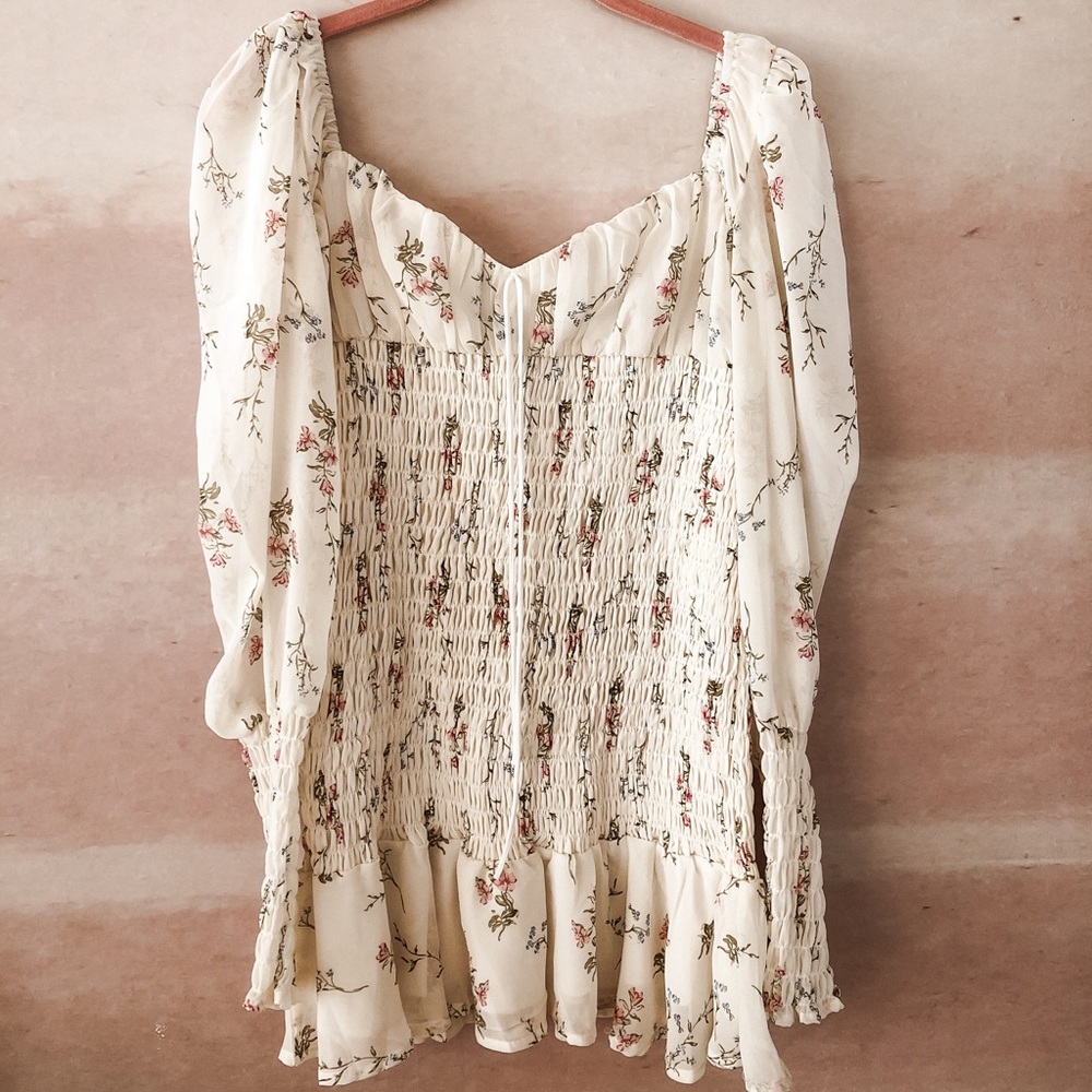 Long sleeve chiffon floral dress